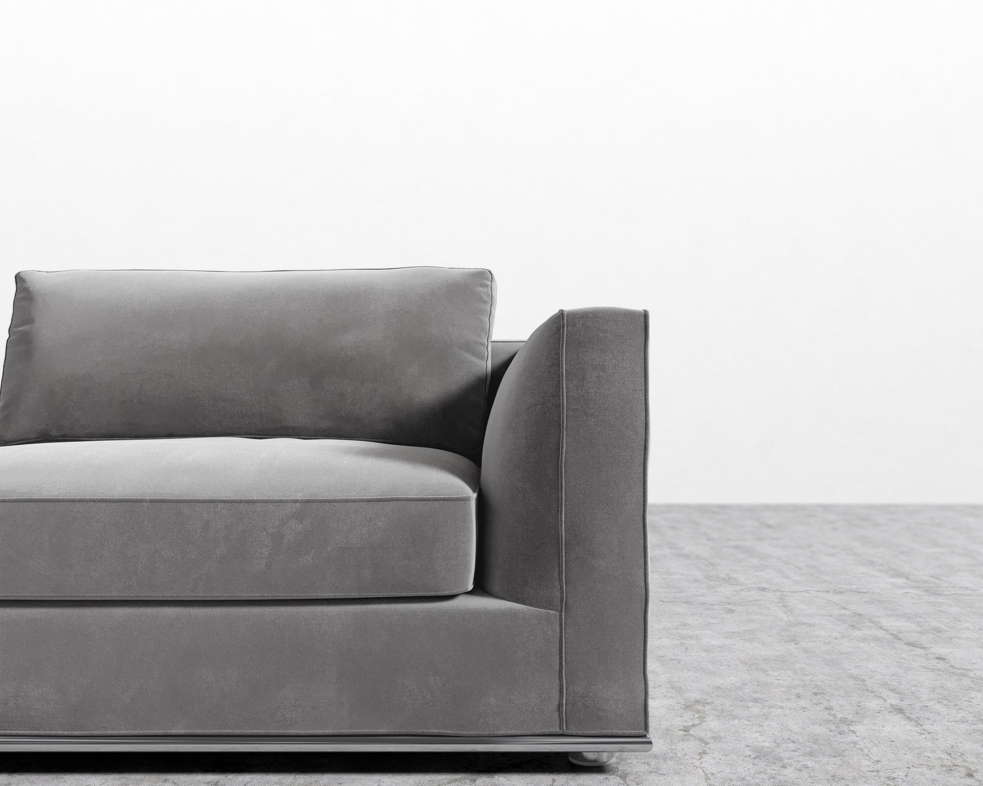 Milo 1-Seater Right - Plush Velvet - Glacier Grey