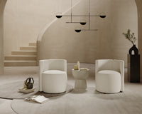 Reya Sectional Scene featuring Nova Lounge Chair, Asha Rug Round and Maria Coffee and Side Table
