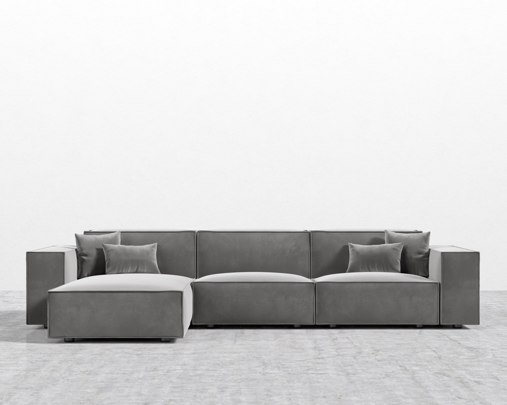 Porter Sectional - Plush Velvet - Glacier Grey