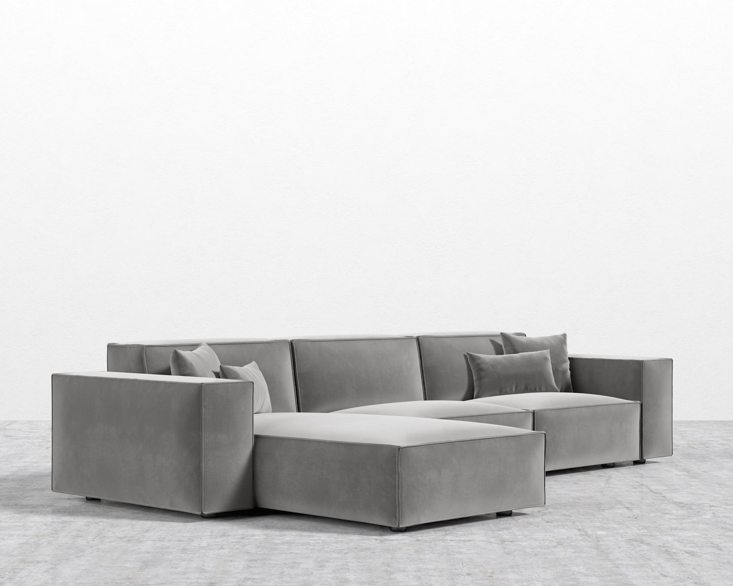Porter Sectional - Plush Velvet - Glacier Grey