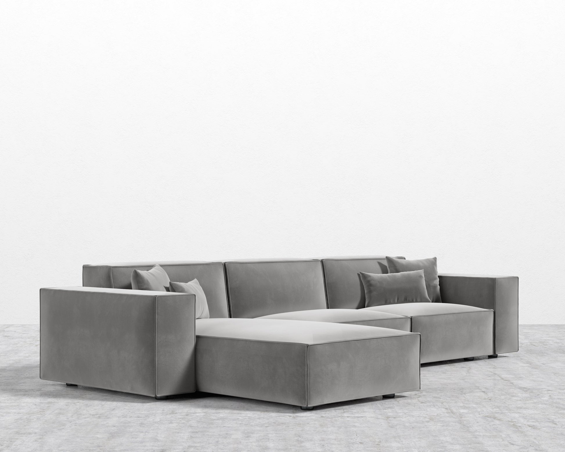 Porter Sectional - Plush Velvet - Glacier Grey
