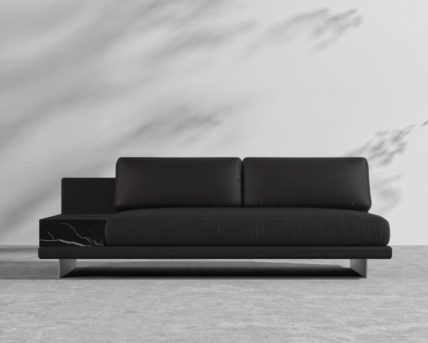 Dresden Outdoor Armless Sofa with Storage Table - Arcadia - Ceramic Black Storage