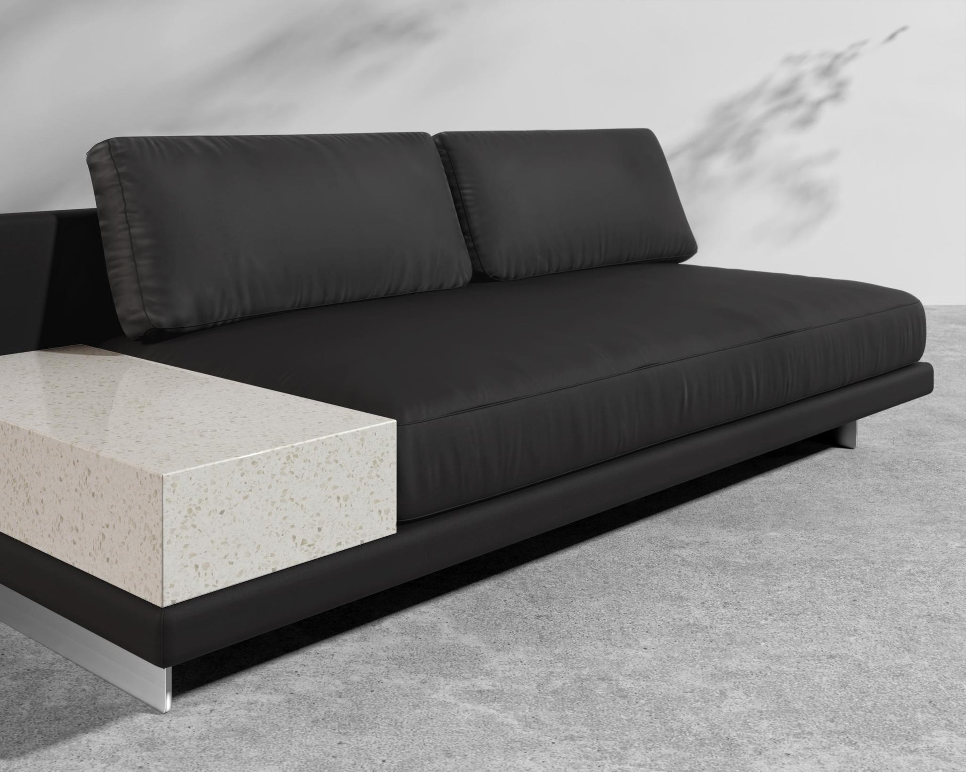 Dresden Outdoor Armless Sofa with Storage Table - Arcadia - White Terrazzo torage