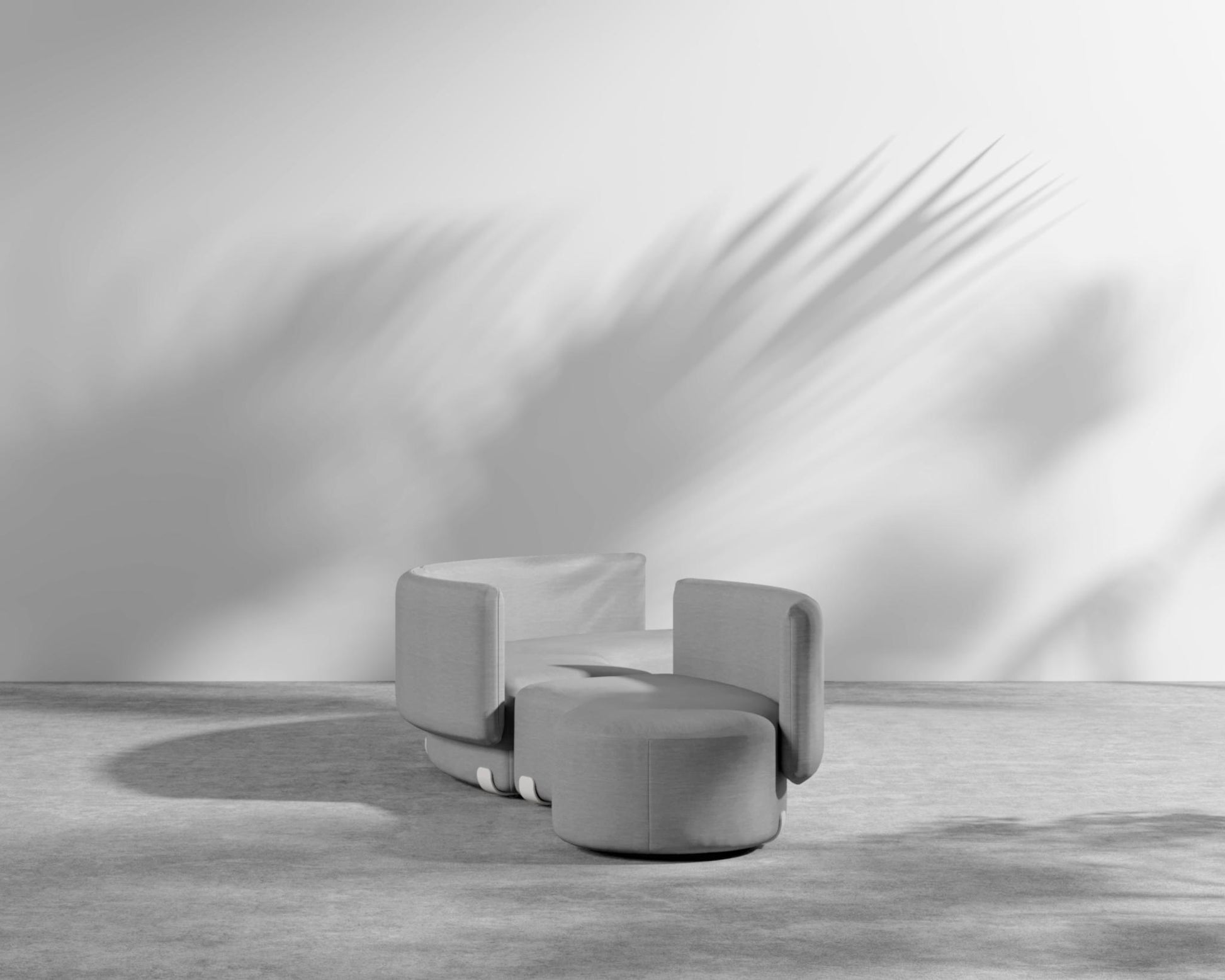 Tano Outdoor Curved S Shape Sectional - Encino - White