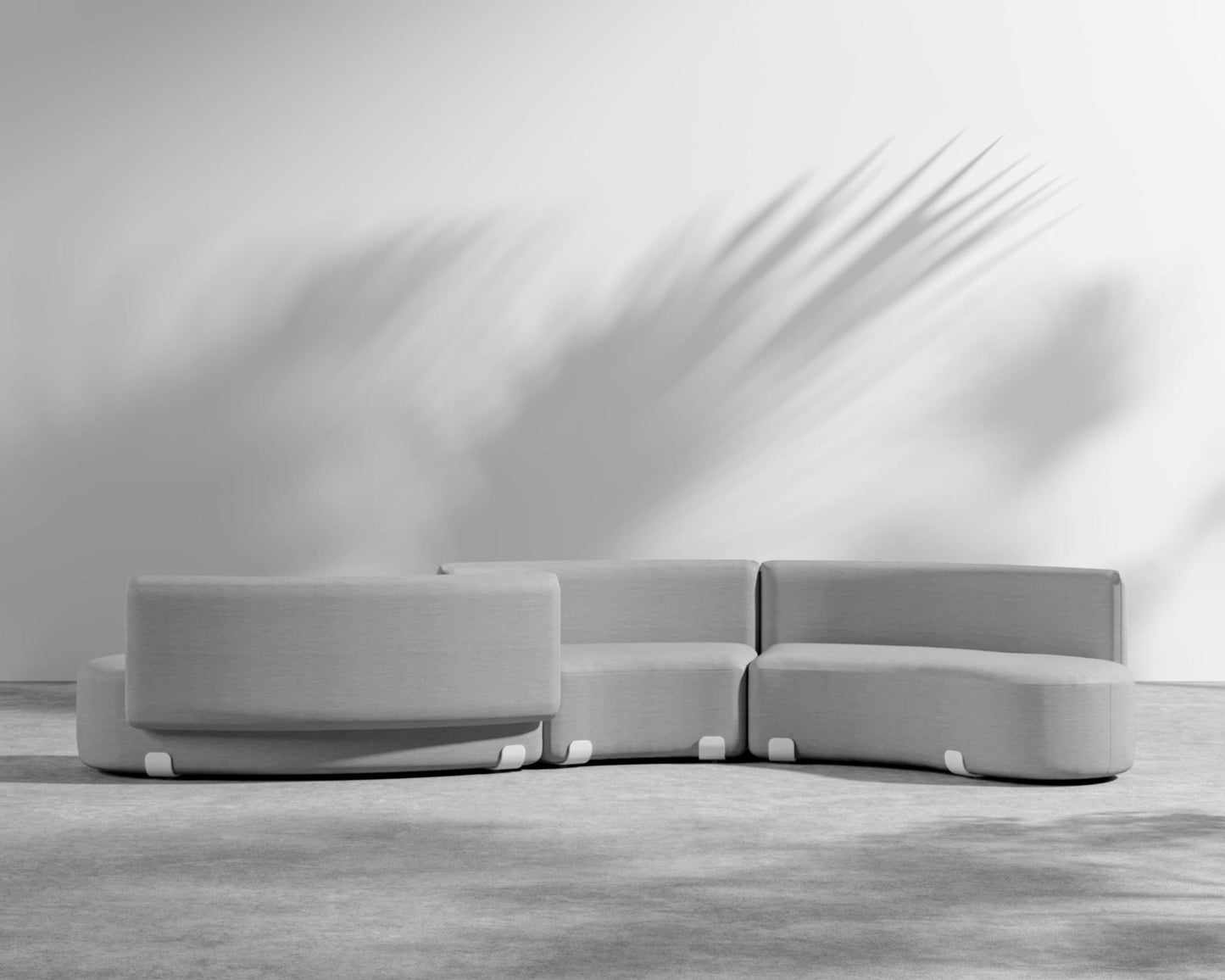 Tano Outdoor Curved S Shape Sectional - Encino - White