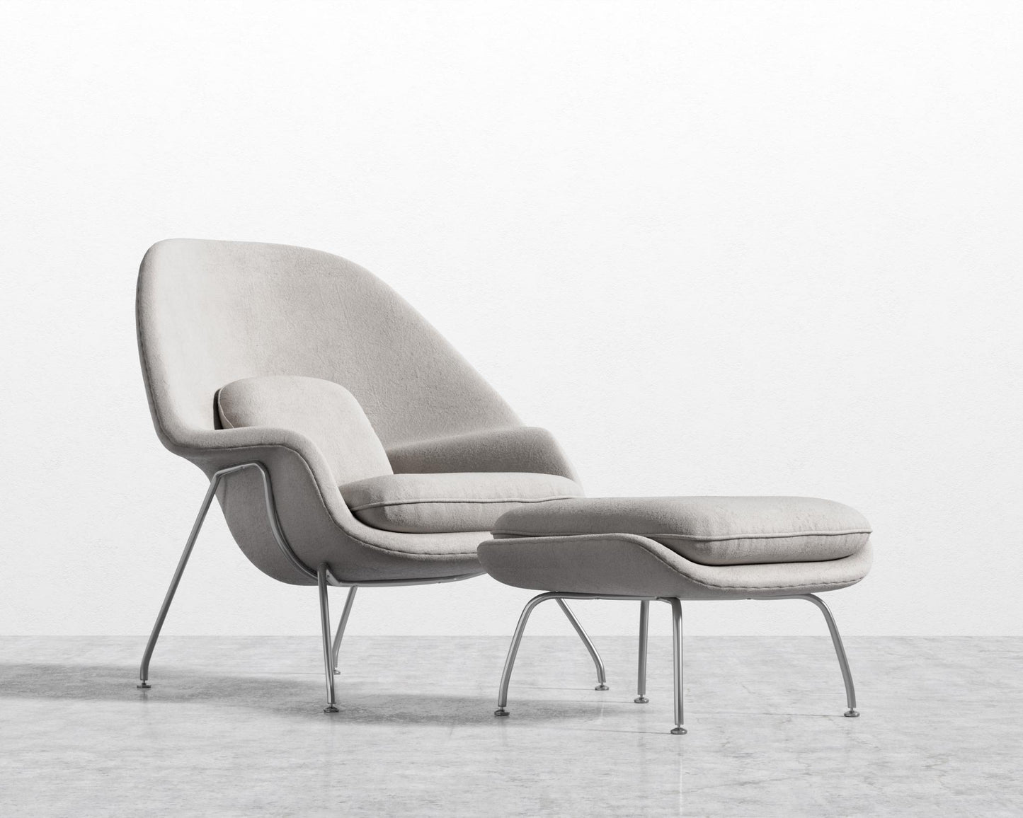 Womb Chair and Ottoman - Venice Suede - Chiffon