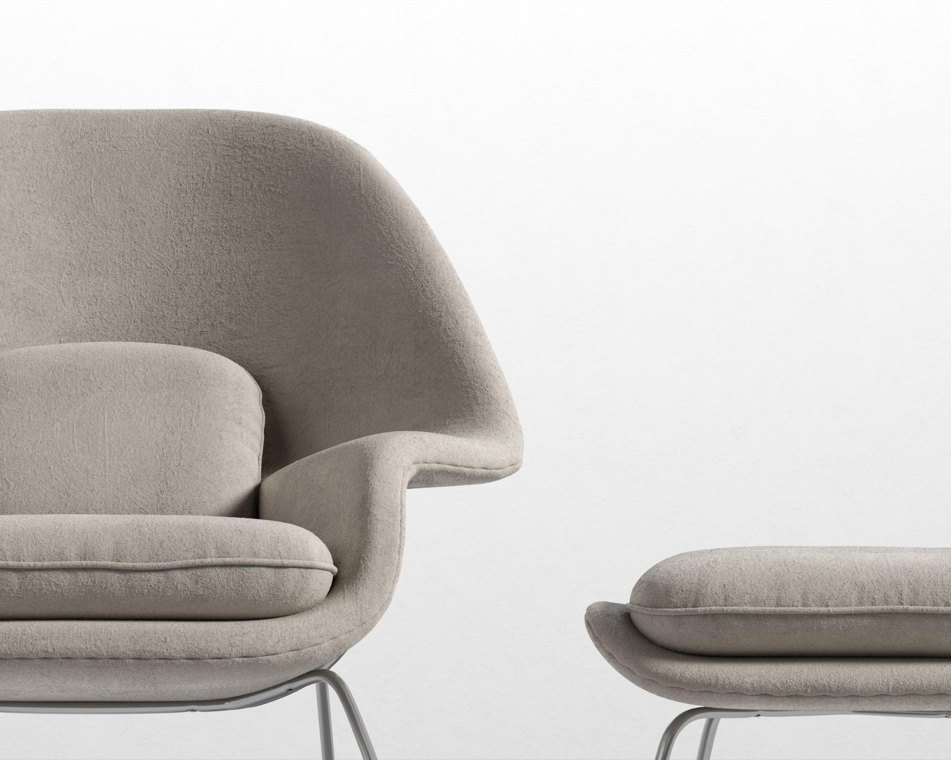 Womb Chair and Ottoman - Venice Suede - Latte