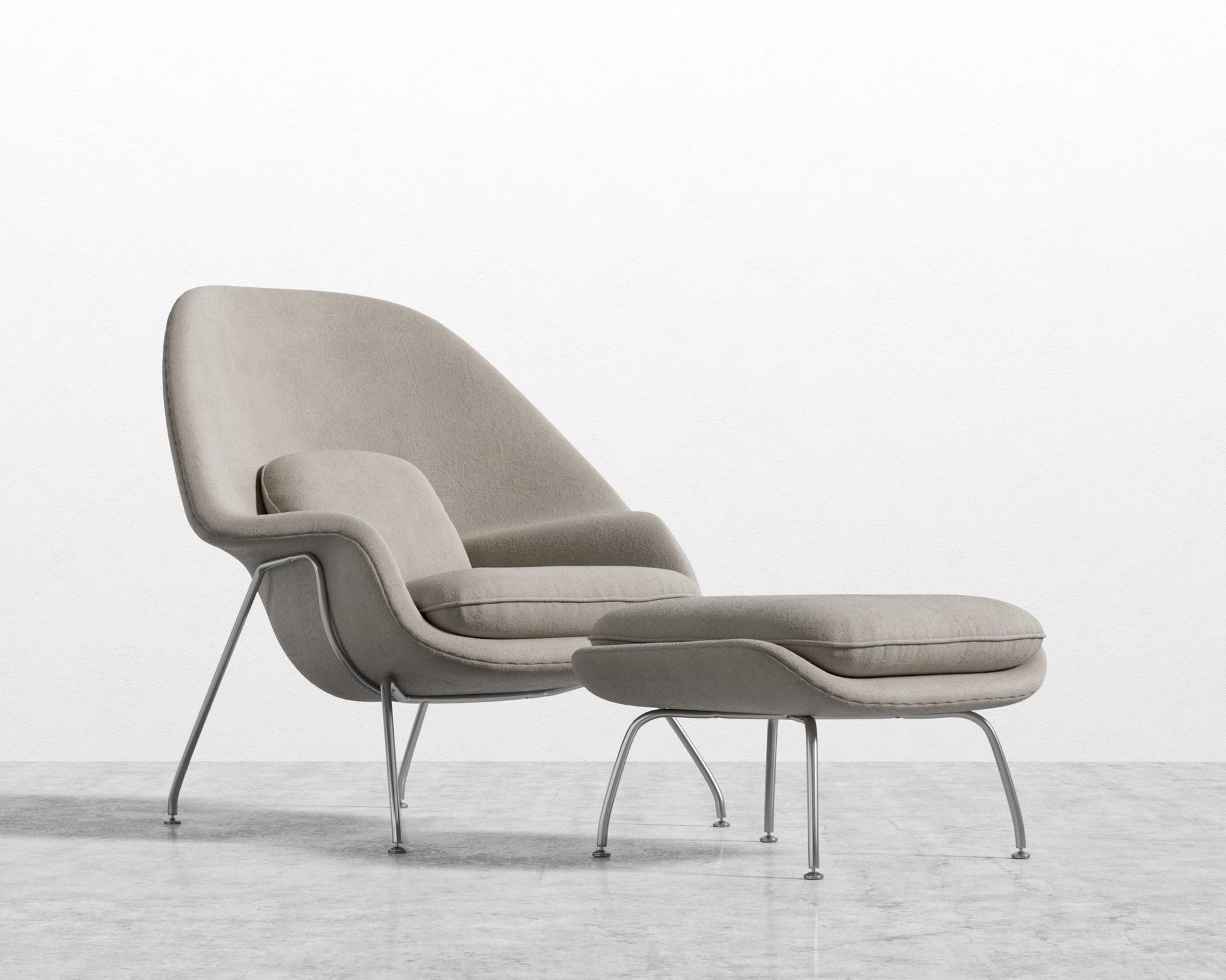 Womb Chair and Ottoman - Venice Suede - Latte