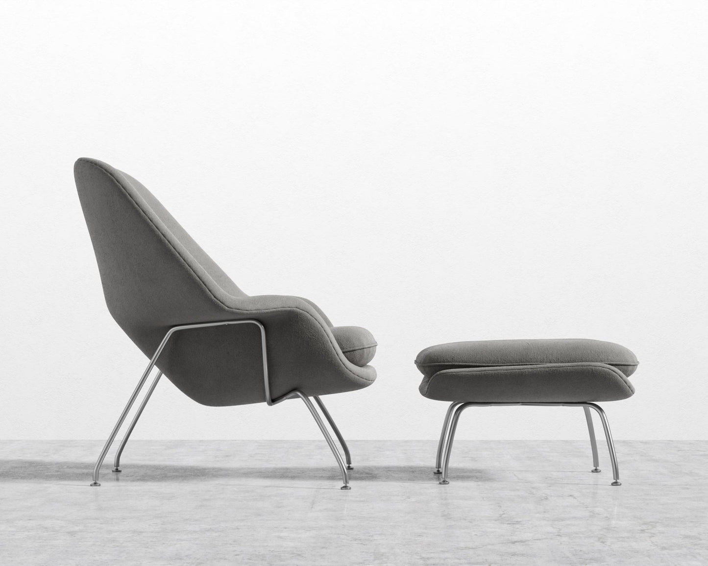 Womb Chair and Ottoman - Venice Suede - Strato