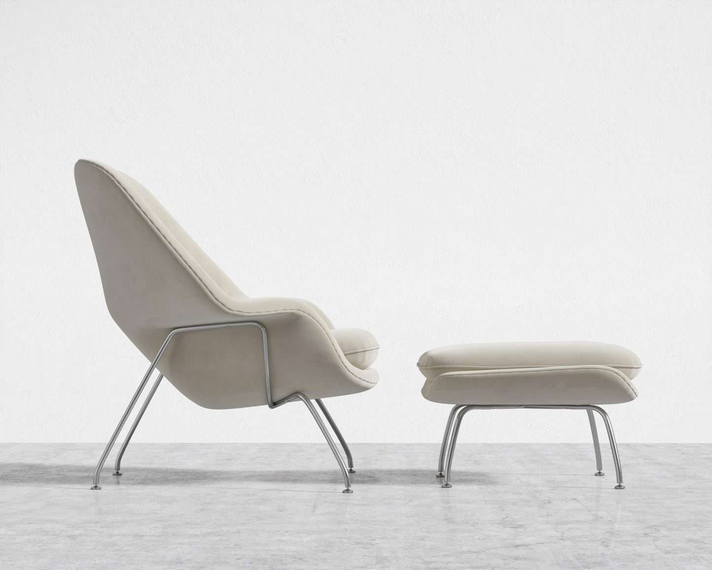 Womb Chair and Ottoman - Plush Velvet - Cloud