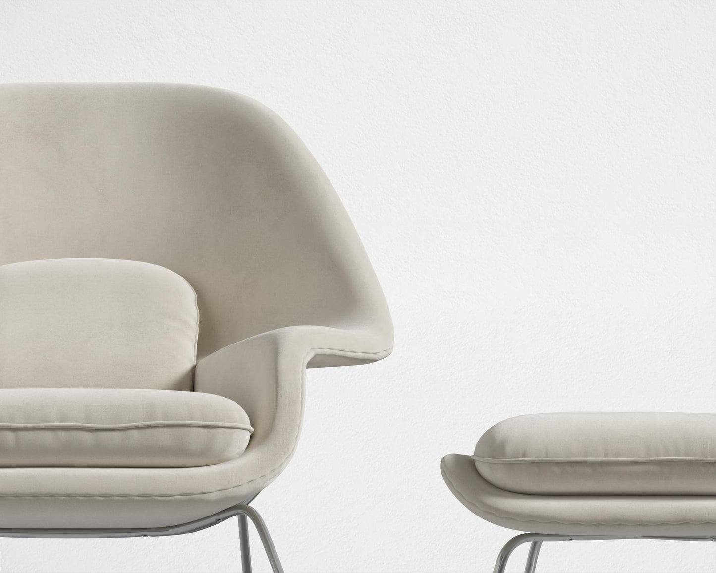 Womb Chair and Ottoman - Plush Velvet - Cloud