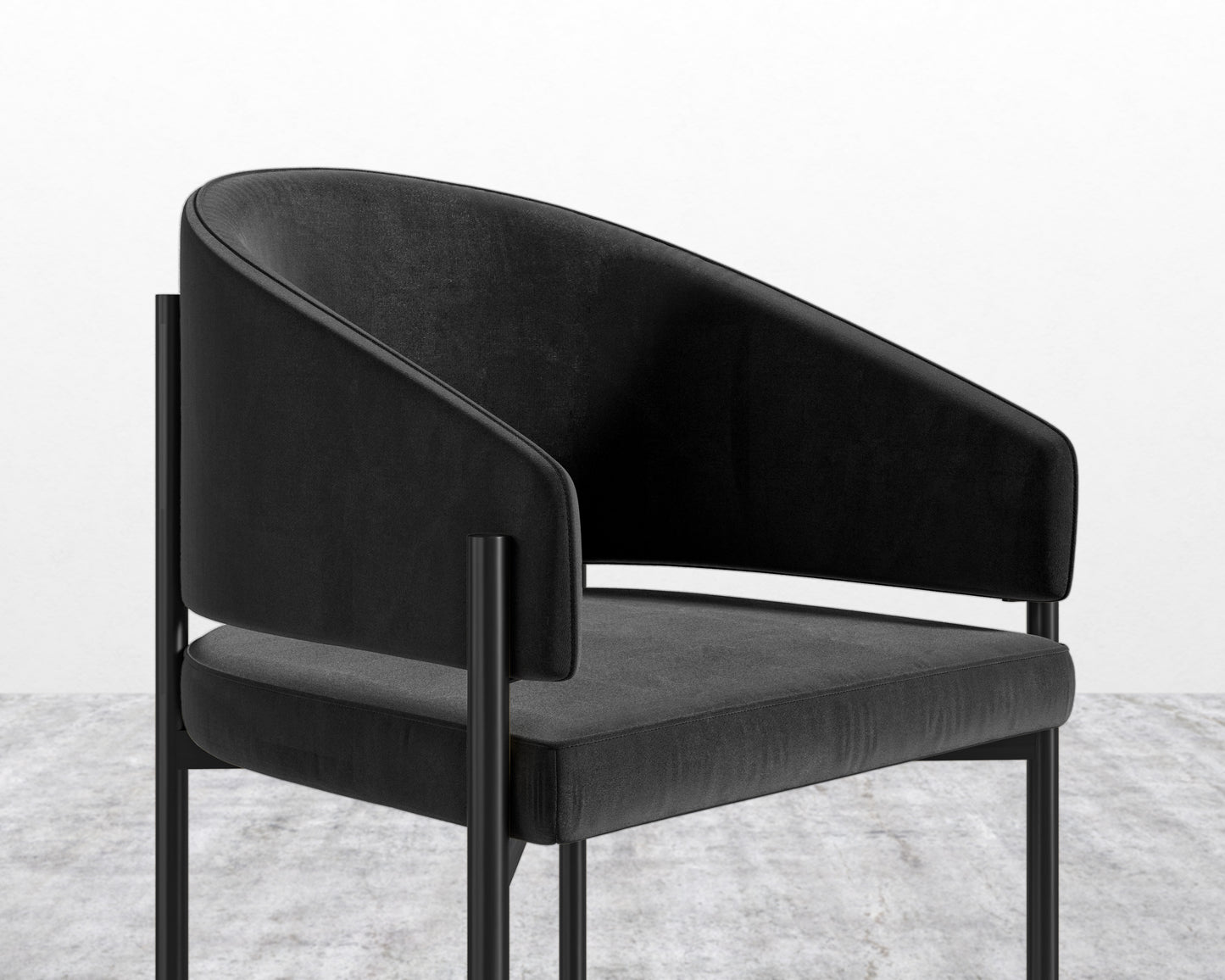 Solana Dining Chair - Plush Velvet - Black - Black