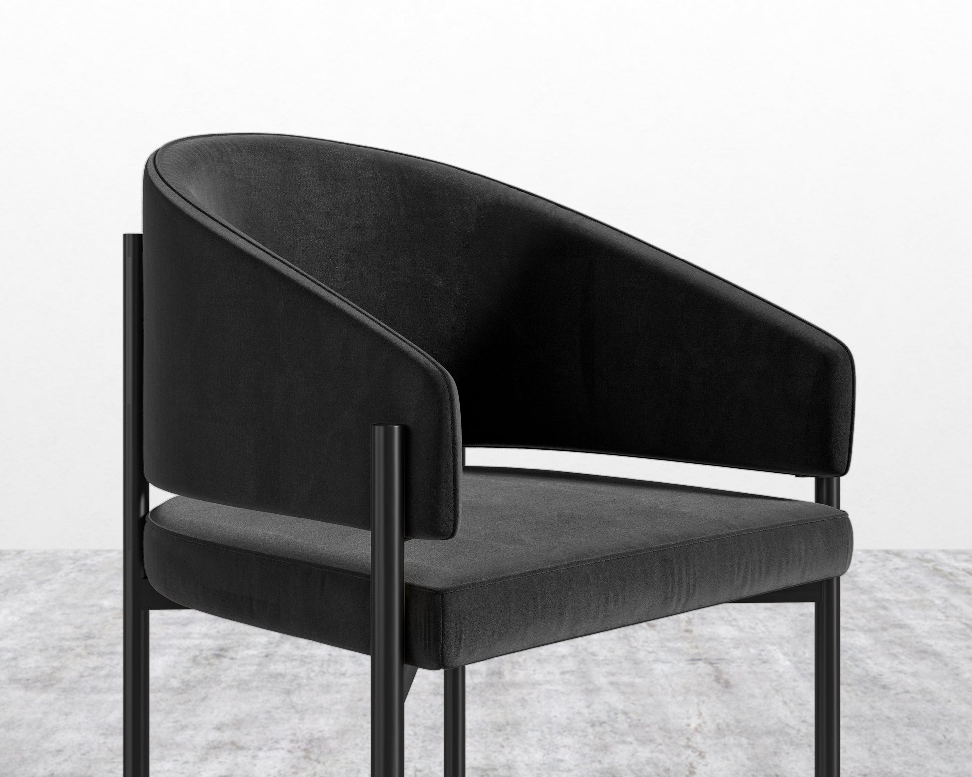 Solana Dining Chair - Plush Velvet - Black - Black