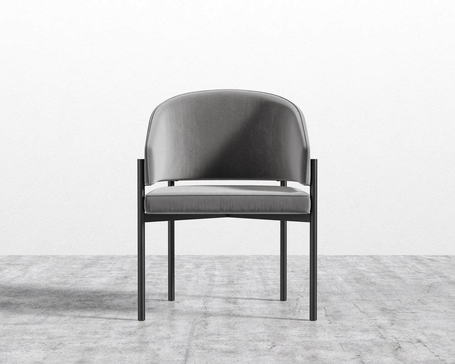 Solana Dining Chair - Plush Velvet - Glacier Grey - Black