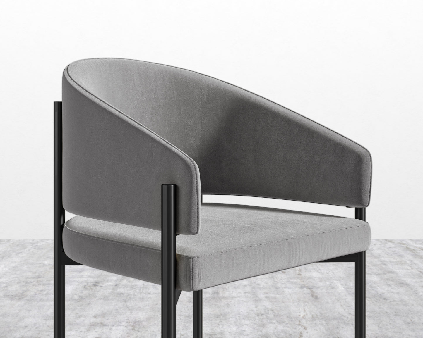 Solana Dining Chair - Plush Velvet - Glacier Grey - Black