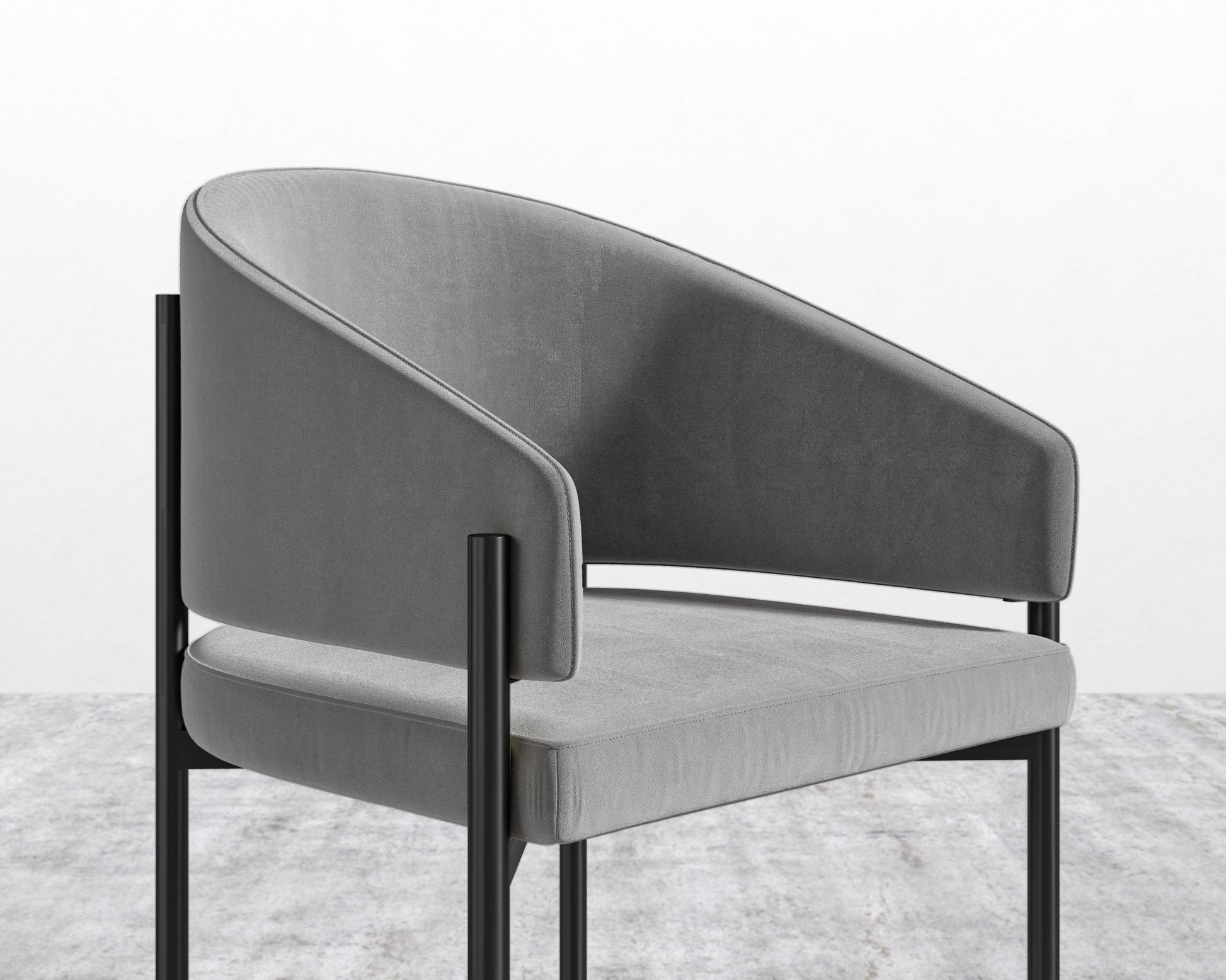 Solana Dining Chair - Plush Velvet - Glacier Grey - Black