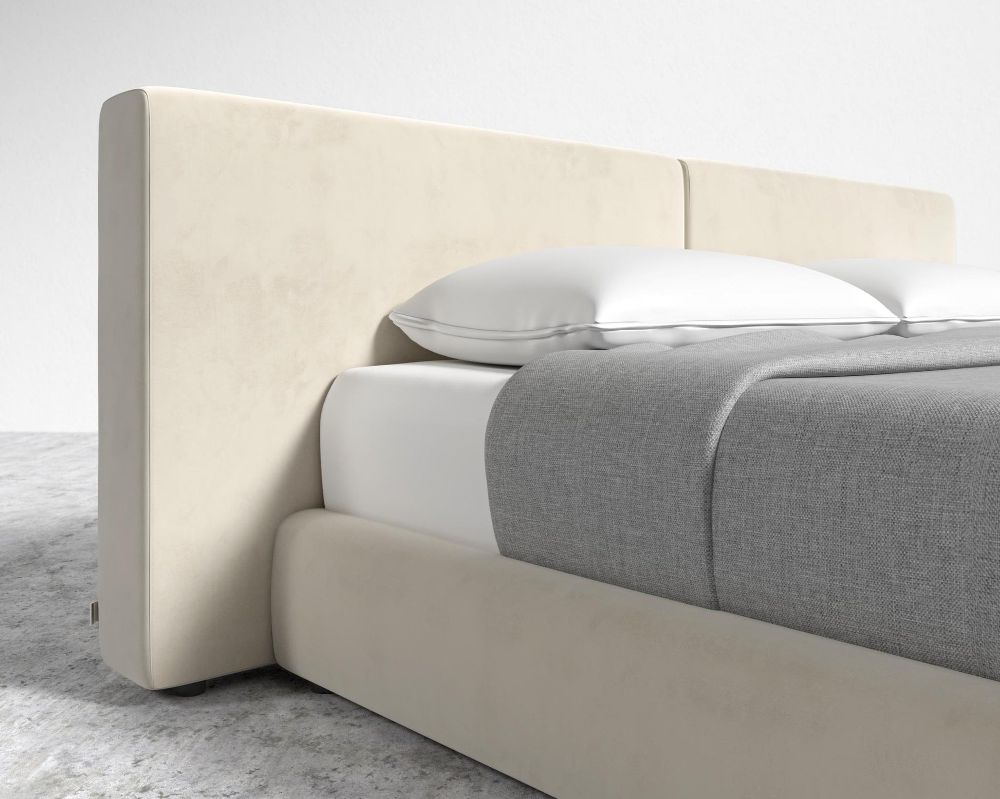 Kaye Bed - King - Plush Velvet - Cloud