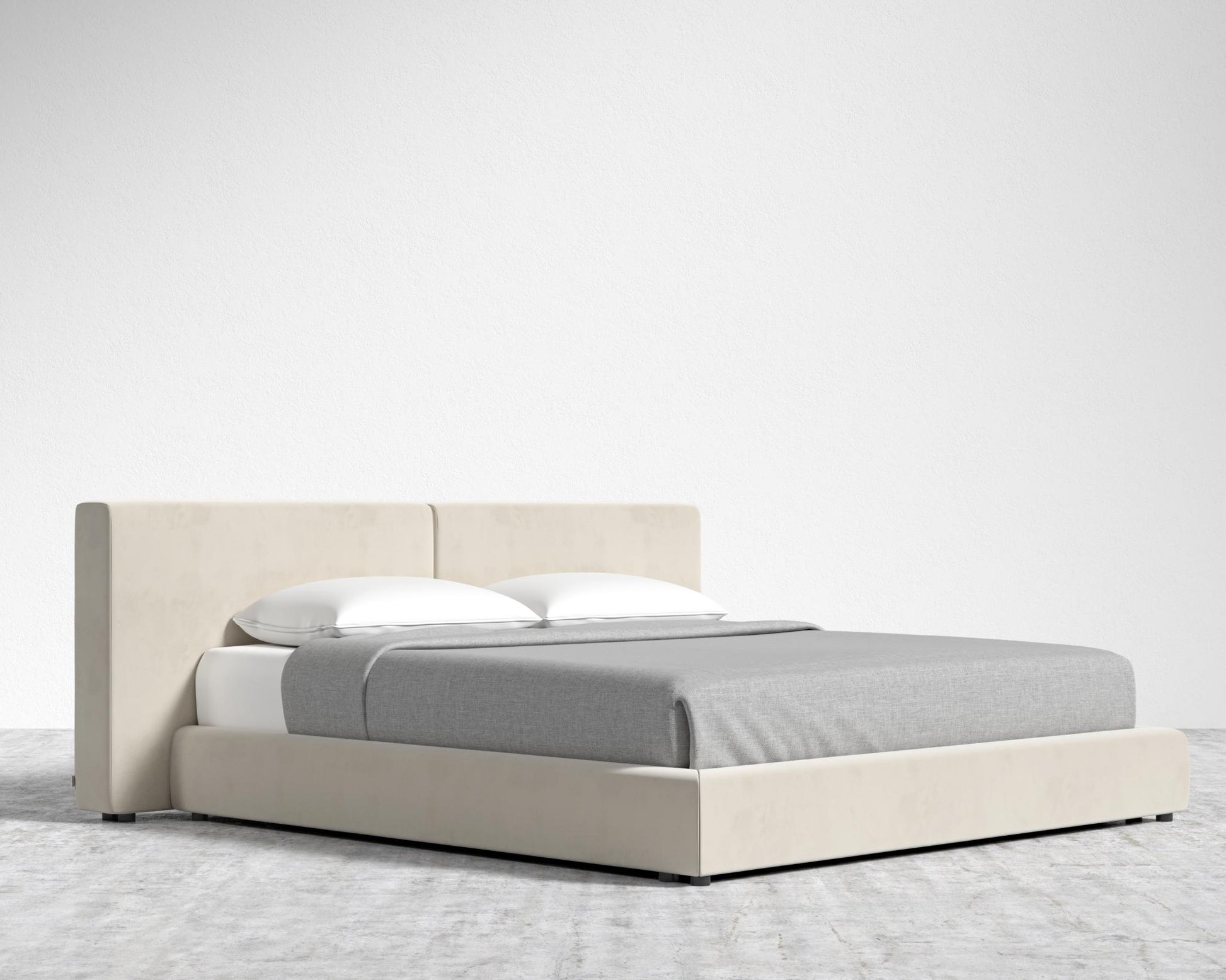 Kaye Bed - King - Plush Velvet - Cloud