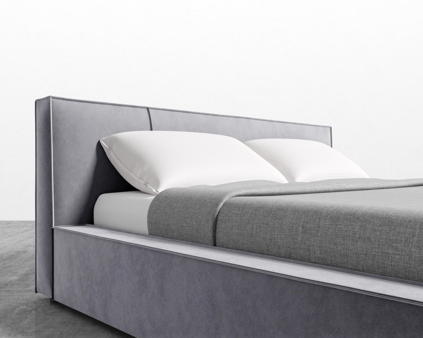 Porter Bed - Vintage Velvet - Glacier Grey
