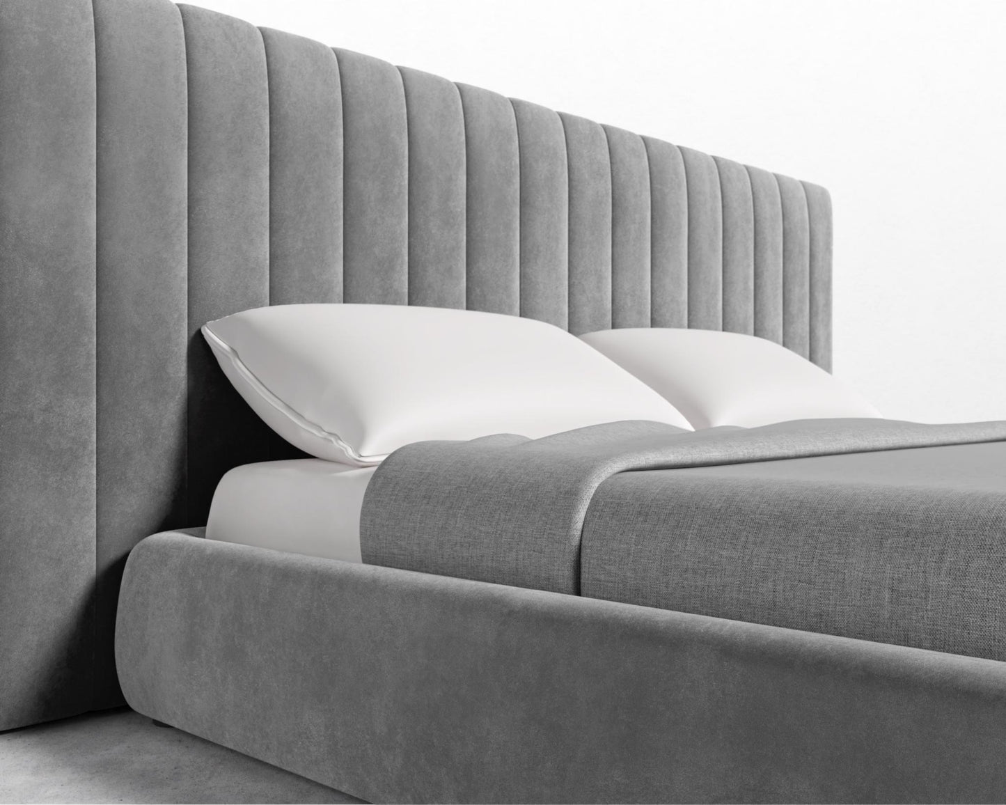 Berlin Bed - Plush Velvet - Glacier Grey