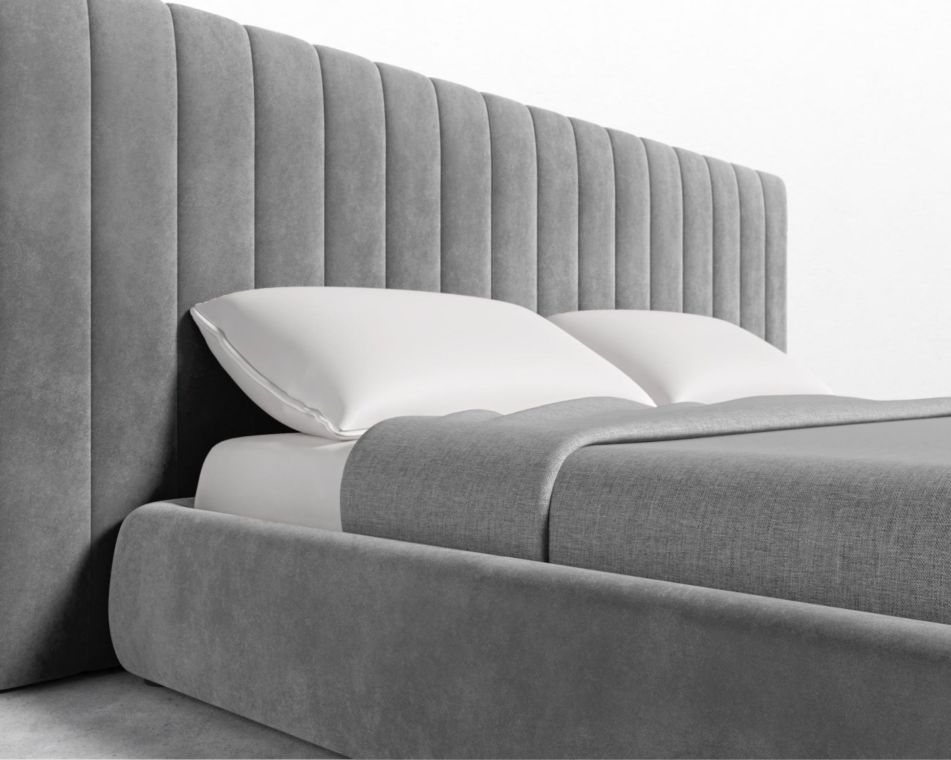 Berlin Bed - Plush Velvet - Glacier Grey