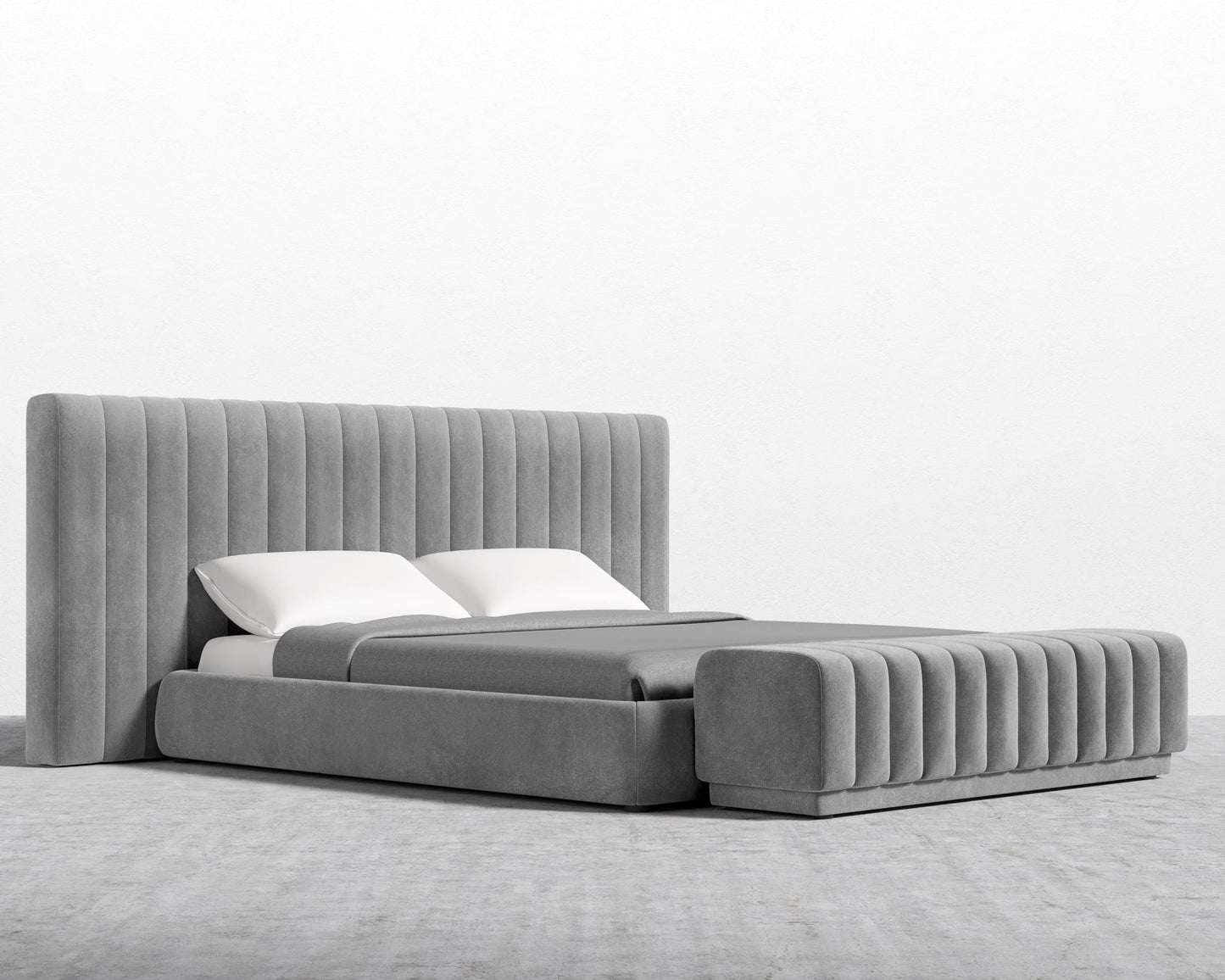 Berlin Bed - Plush Velvet - Glacier Grey