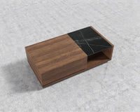 Truman Coffee Table - Black Marble, Walnut Veneer