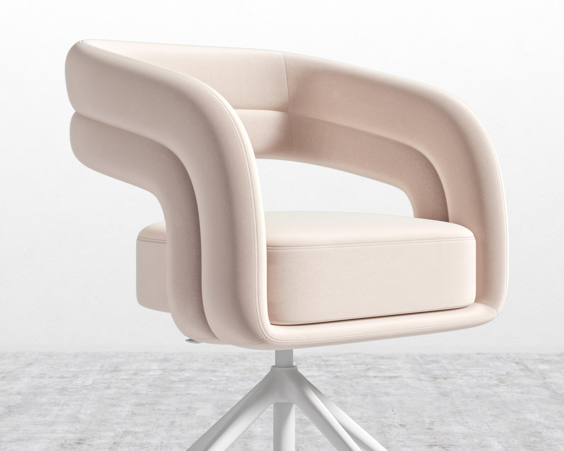 Mia Office Chair - Blush - White Base