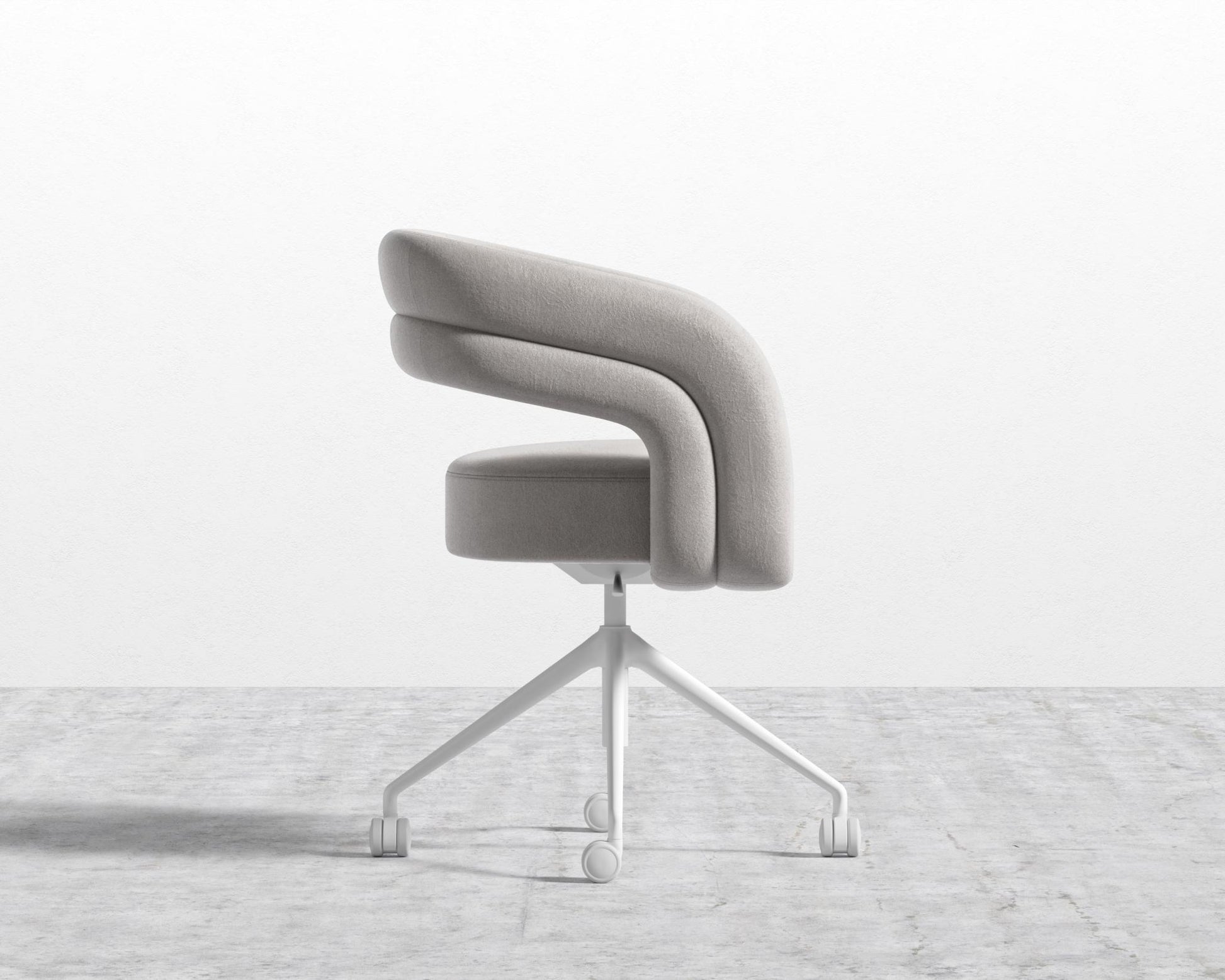 Mia Office Chair - Venice Vegan Suede - Chiffon - White Base