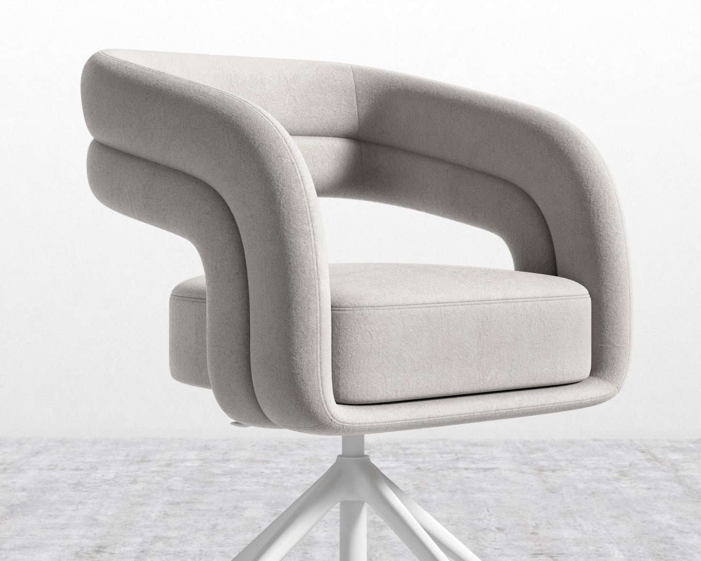 Mia Office Chair - Venice Vegan Suede - Chiffon - White Base