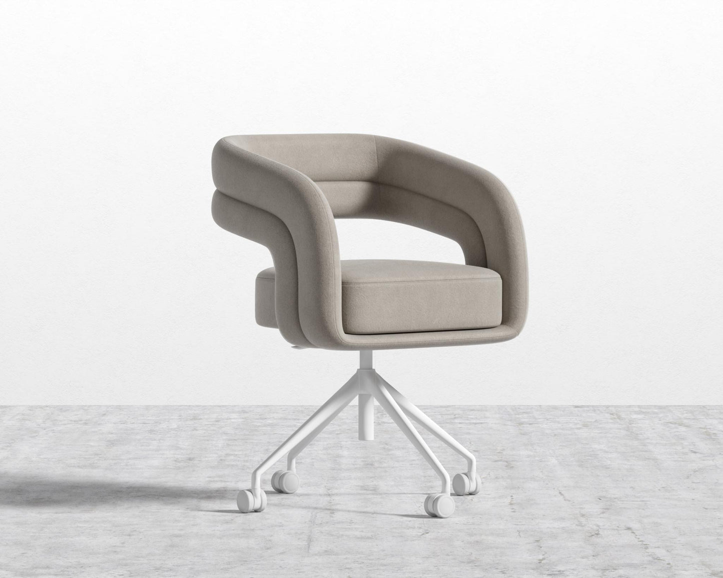 Mia Office Chair - Venice Vegan Suede - Latte - White Base