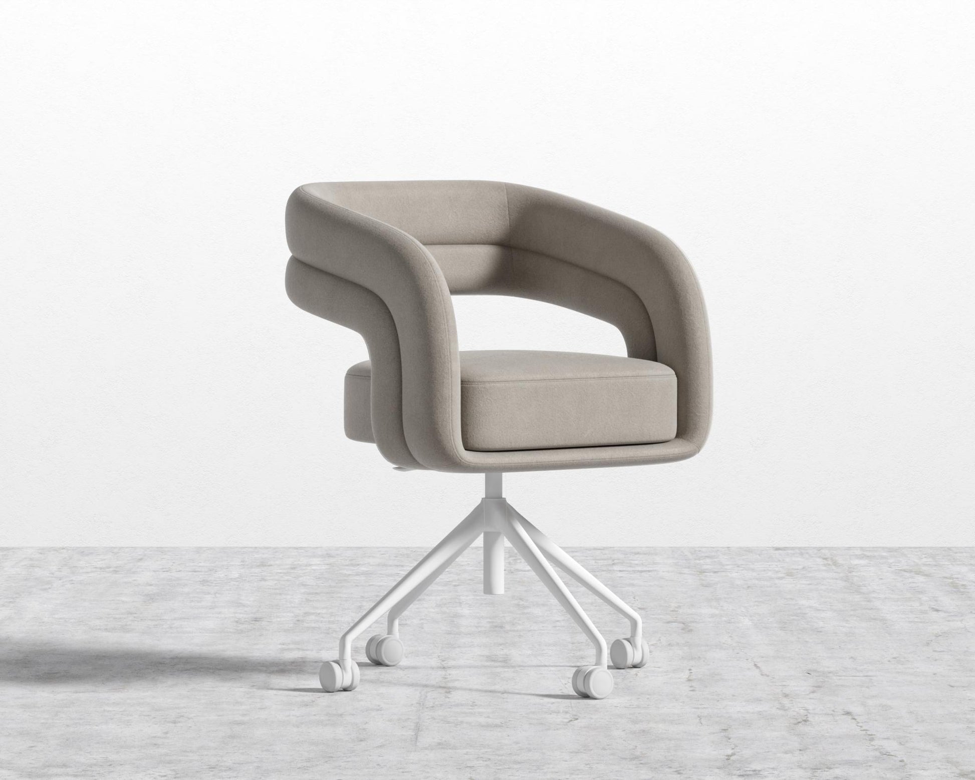 Mia Office Chair - Venice Vegan Suede - Latte - White Base