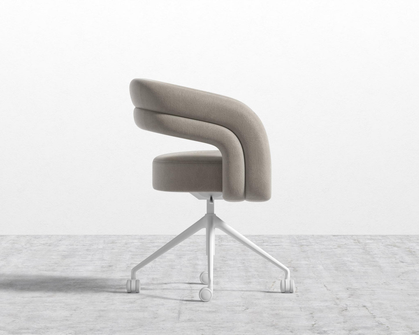 Mia Office Chair - Venice Vegan Suede - Latte - White Base