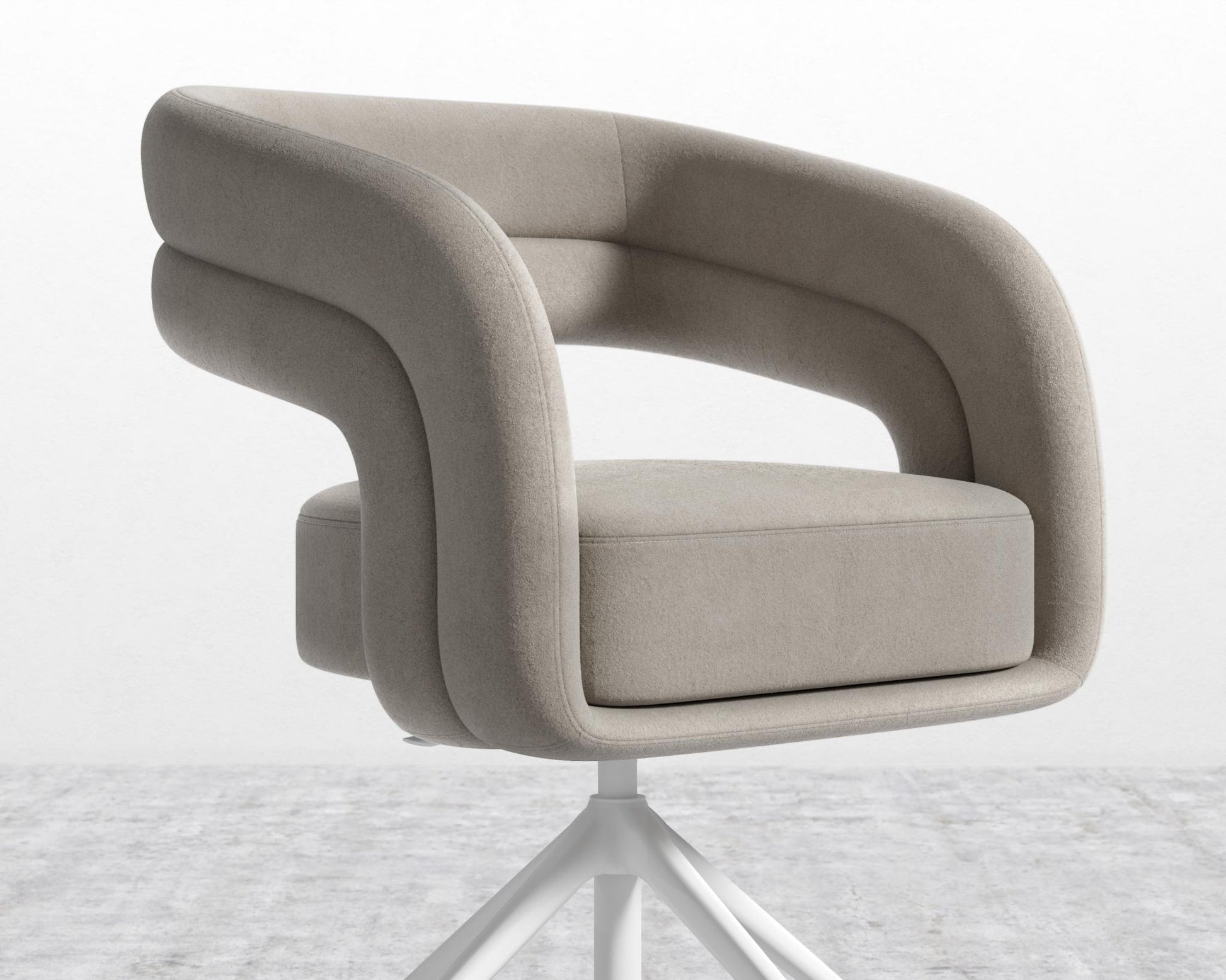 Mia Office Chair - Venice Vegan Suede - Latte - White Base