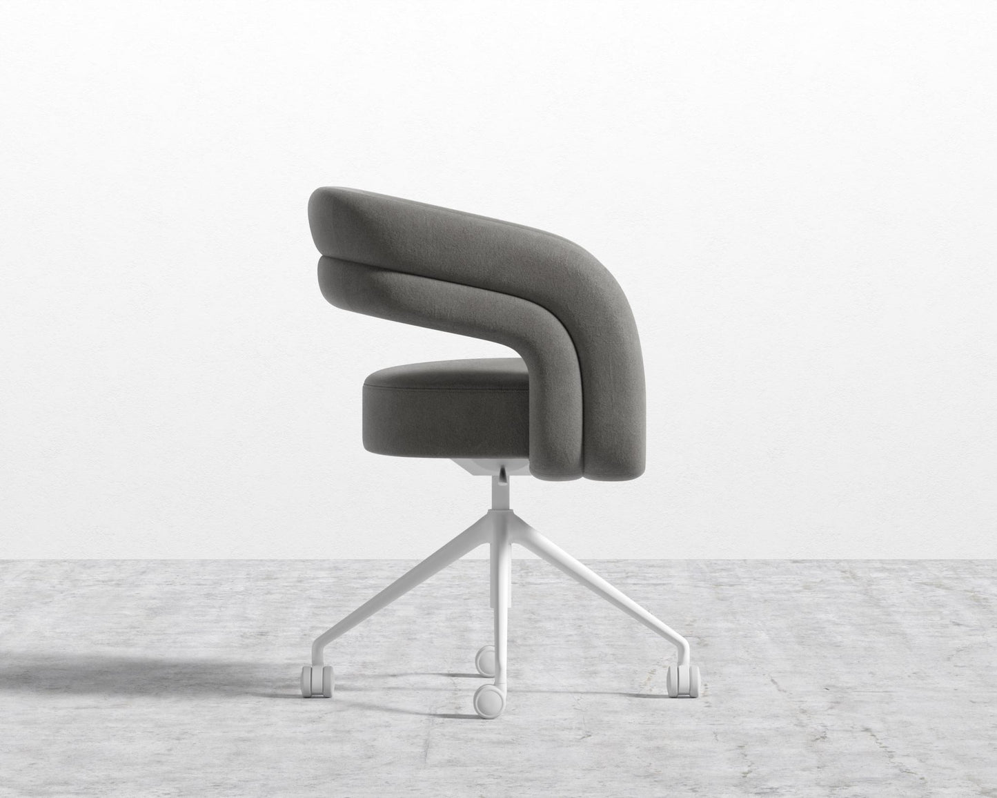 Mia Office Chair - Venice Vegan Suede - Strato - White Base