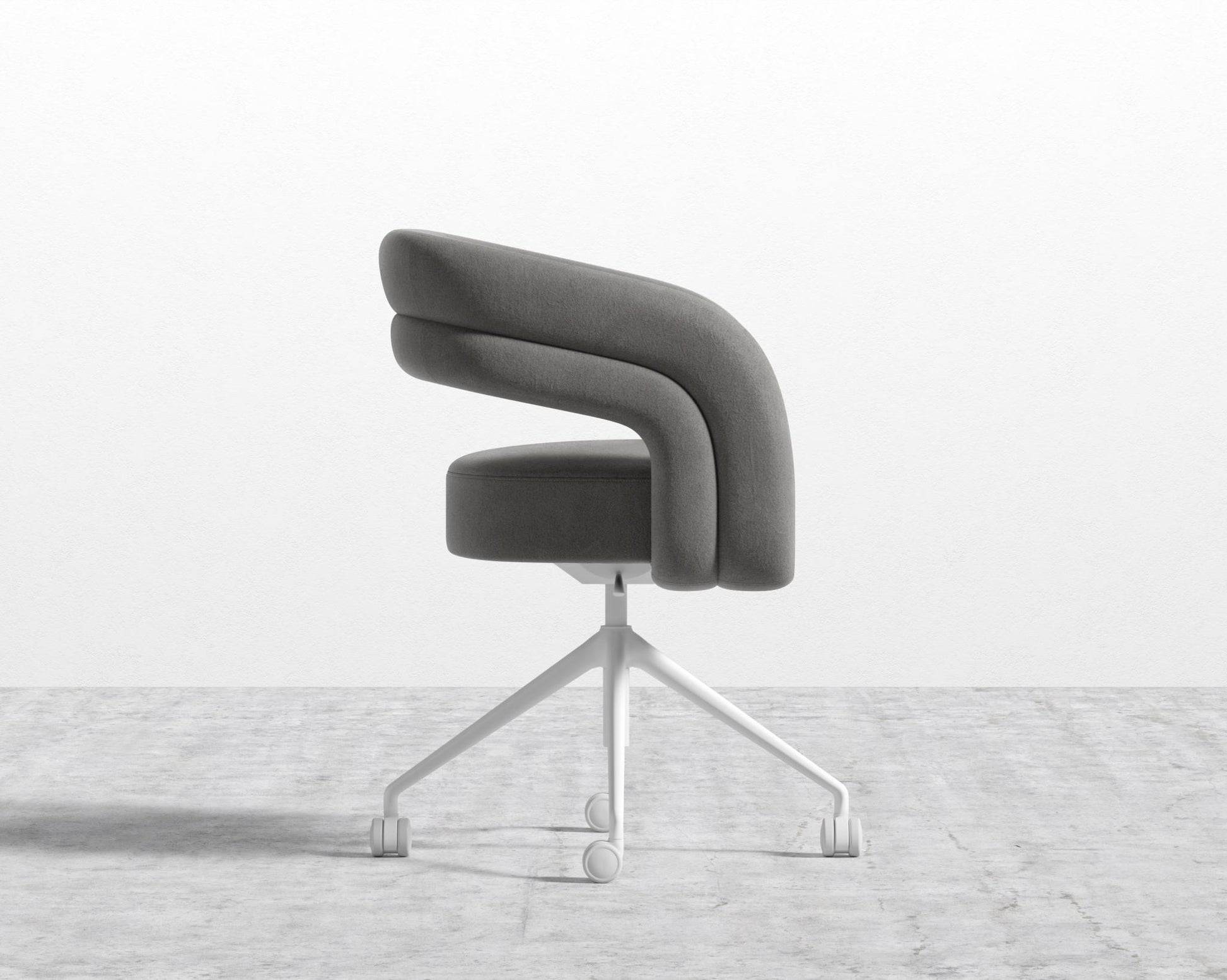 Mia Office Chair - Venice Vegan Suede - Strato - White Base