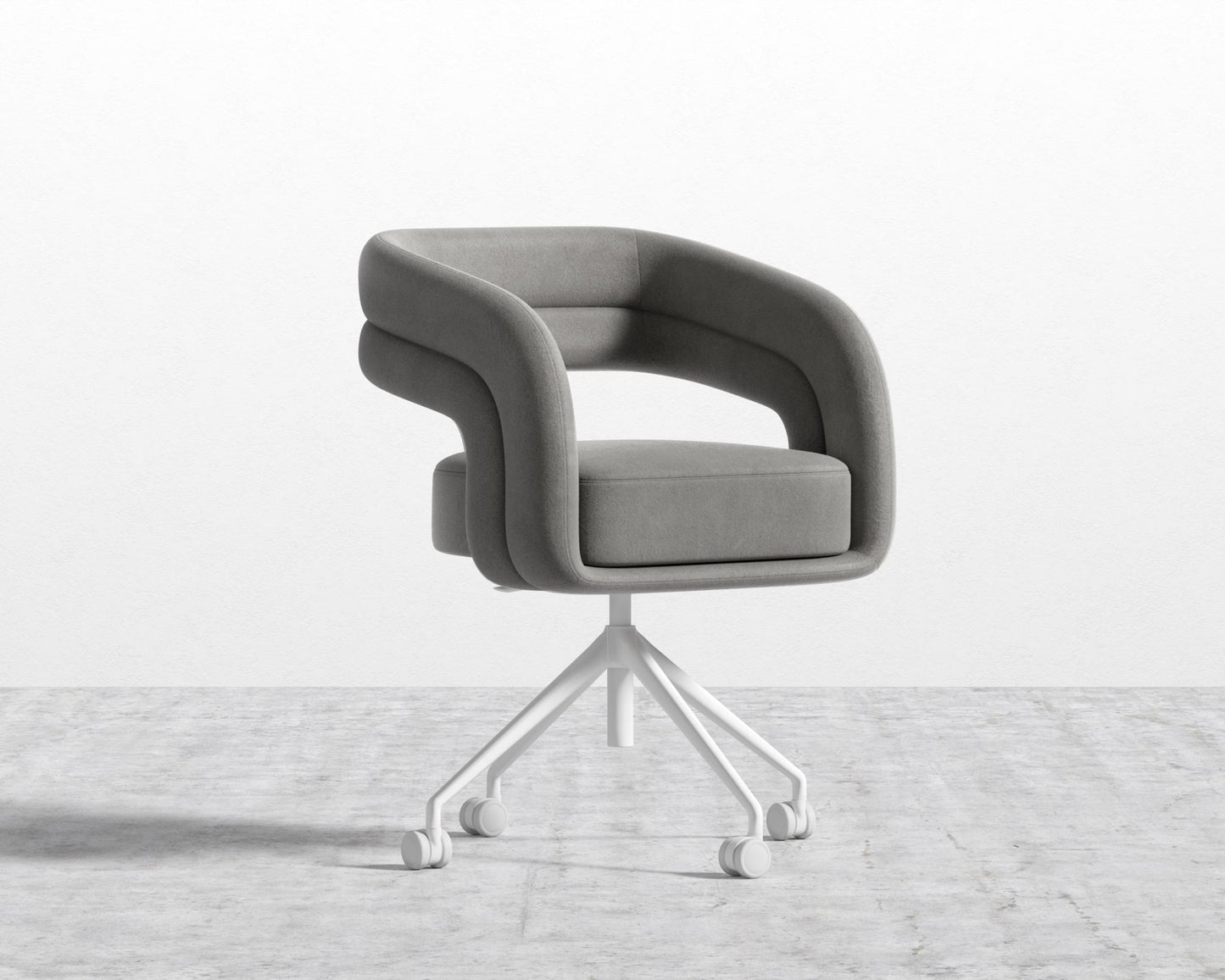 Mia Office Chair - Venice Vegan Suede - Strato - White Base