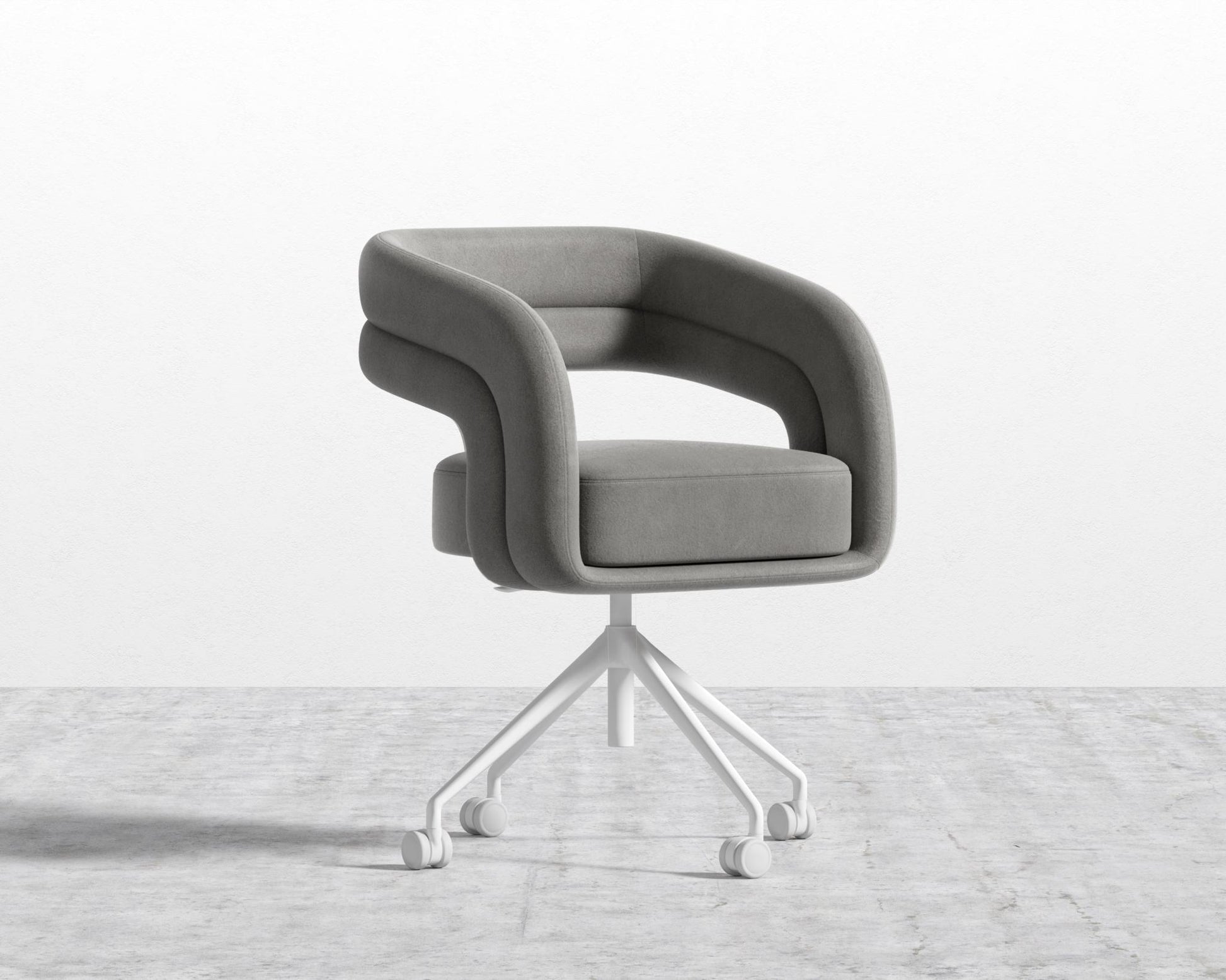 Mia Office Chair - Venice Vegan Suede - Strato - White Base