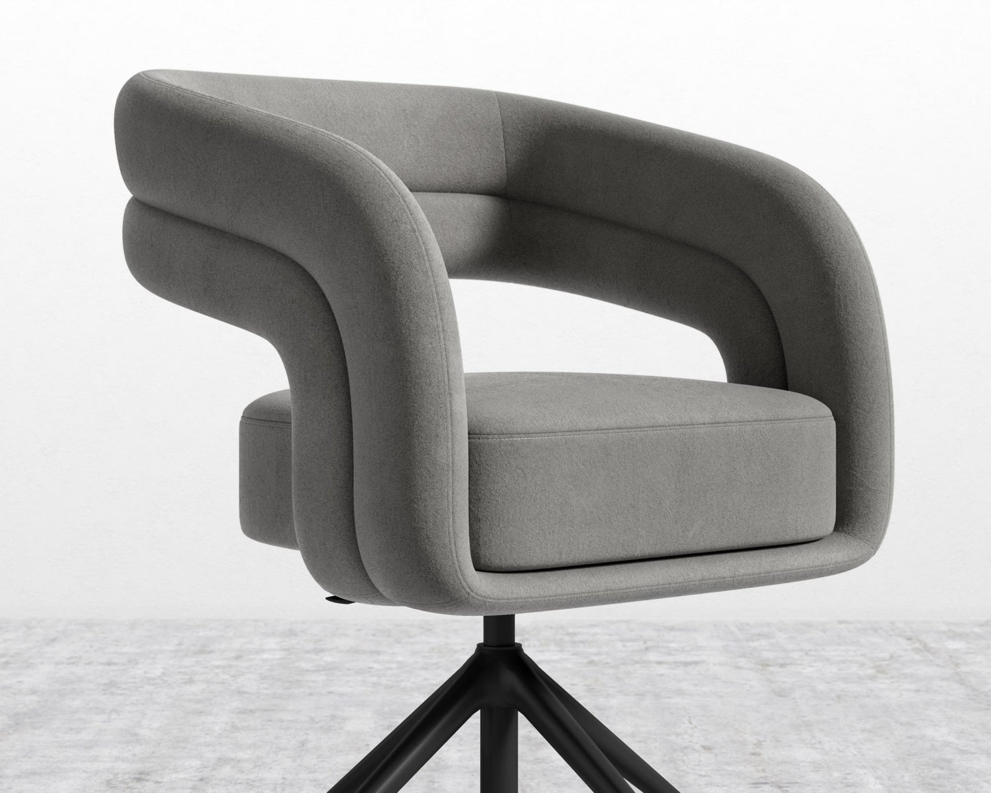 Mia Office Chair - Venice Vegan Suede - Strato - Black Base