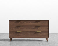 Asher Wide Dresser -  Brushed Brass Handle - Walnut