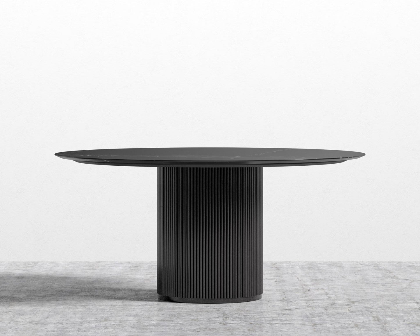 Athena Round Dining Table - Ebony, 48" | 122cm, Black Marble