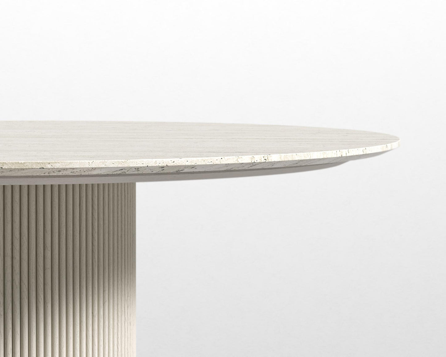 Athena Round Dining Table - Alabaster Matte Lacquer, 48" | 122cm, Black Marble