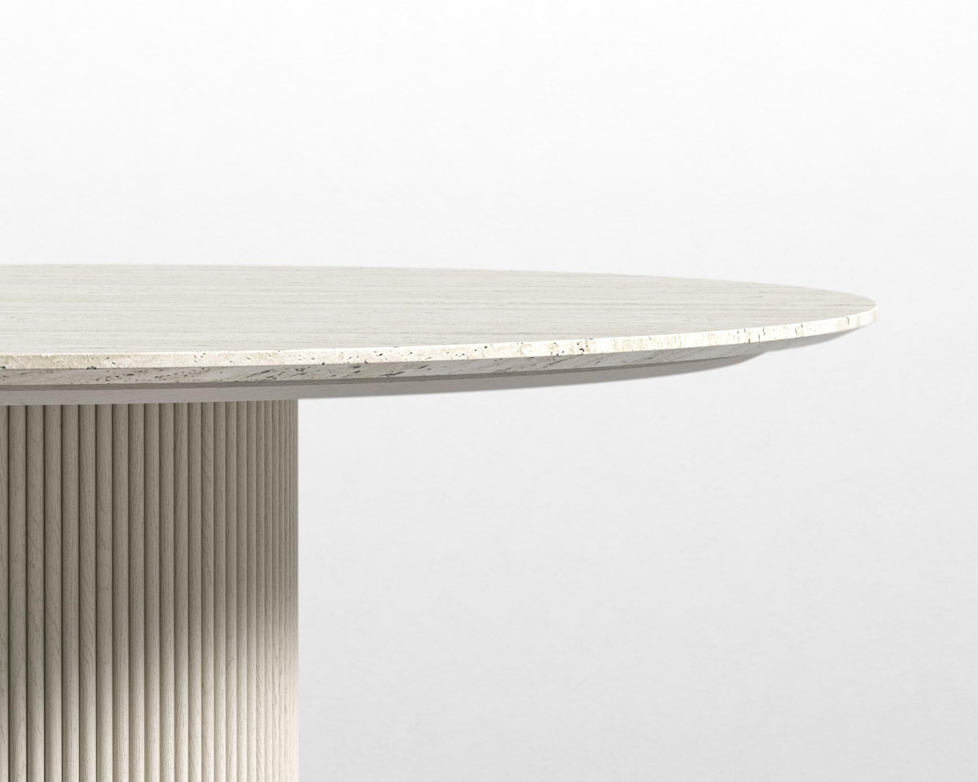 Athena Round Dining Table - Alabaster Matte Lacquer, 48" | 122cm, Black Marble