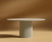 Athena Round Dining Table - Alabaster Matte Lacquer, 48" | 122cm, Black Marble