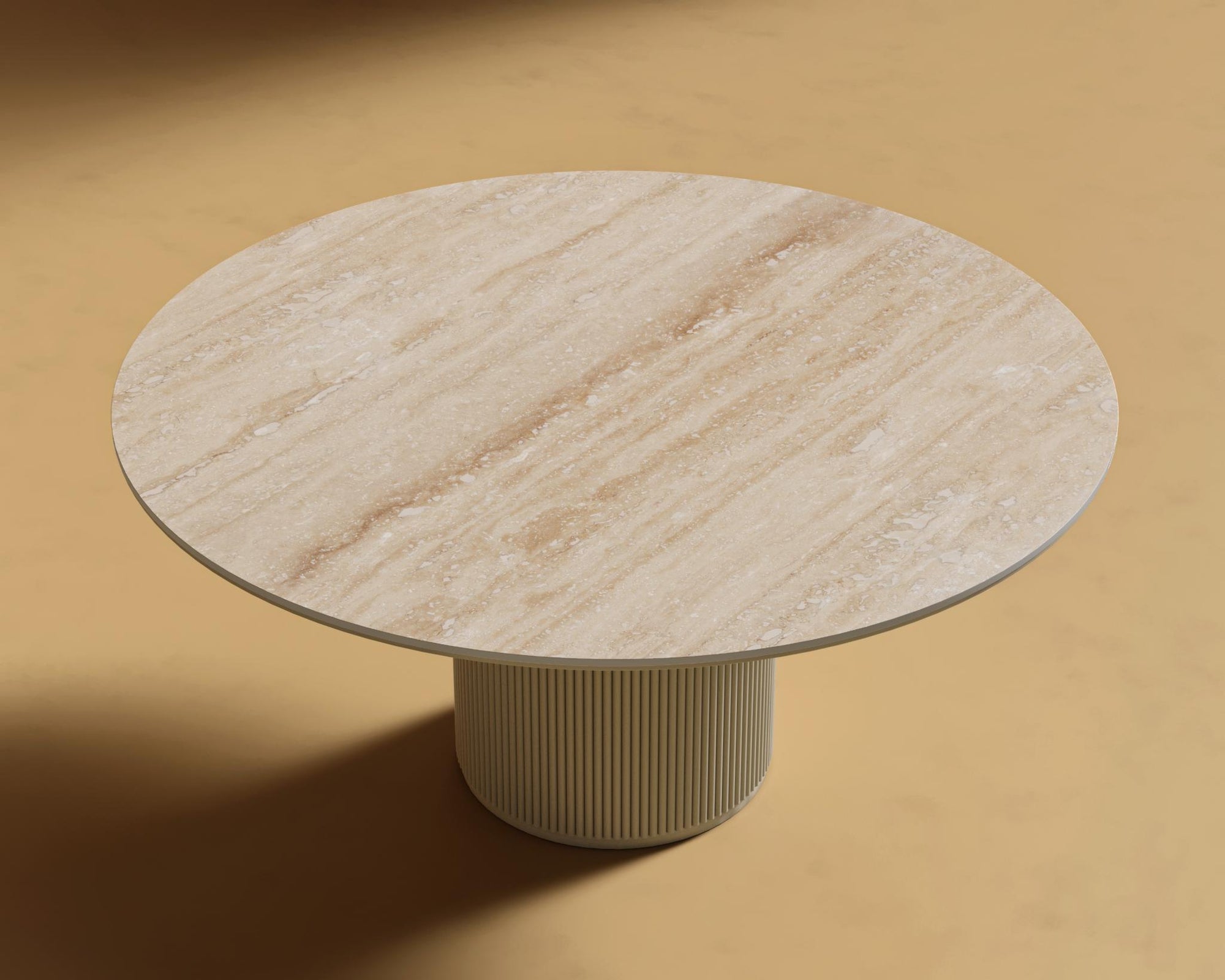 Athena Round Dining Table - Alabaster Matte Lacquer, 48" | 122cm, Black Marble
