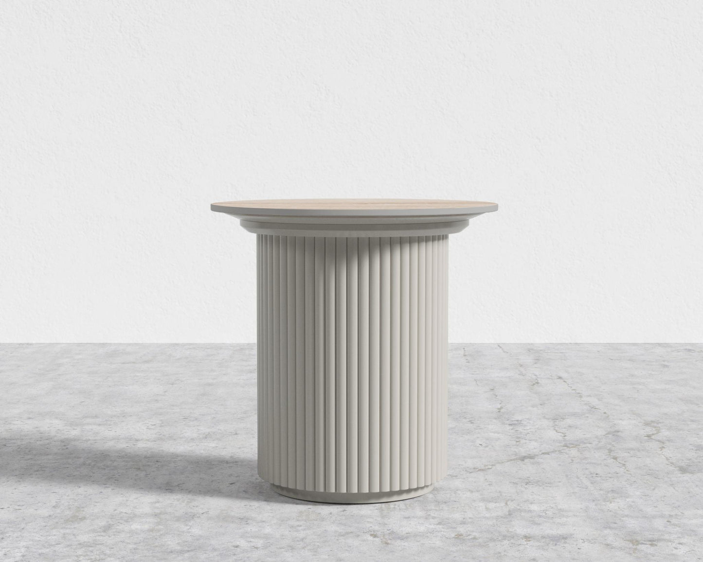 Athena Side Table - Alabaster Matte Lacquer, Travertine Ceramic, 22" | 55 cm