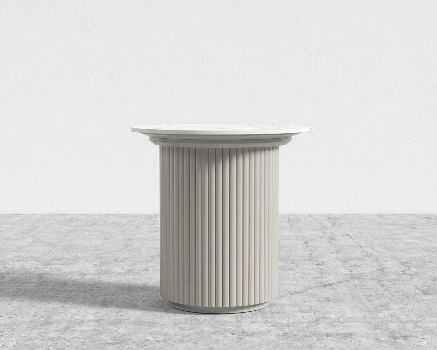 Athena Side Table - Alabaster Matte Lacquer, White Calacatta Ceramic, 22" | 55 cm