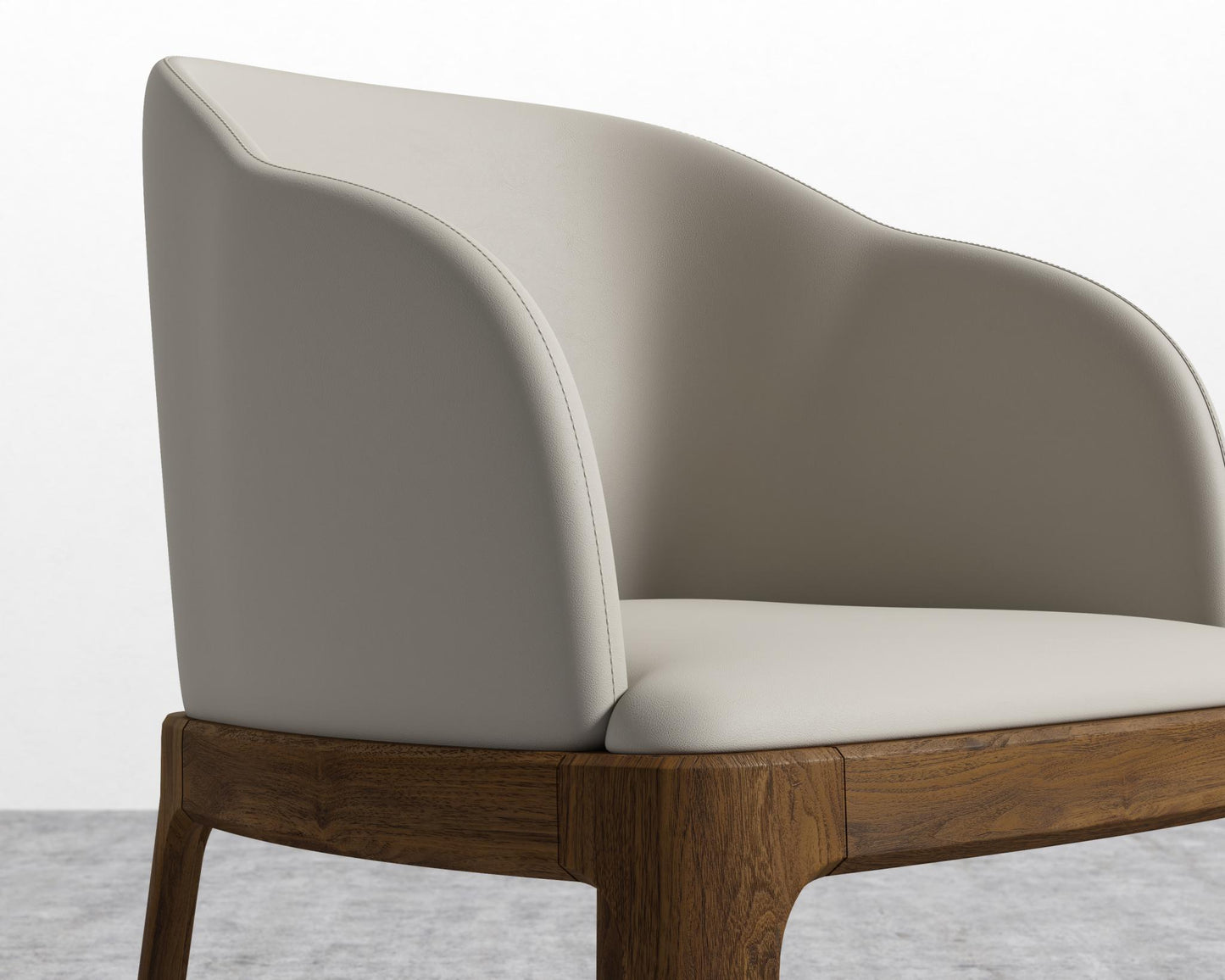 Aubrey Armchair - Walnut Stain, PU Leather - Monaco Grey