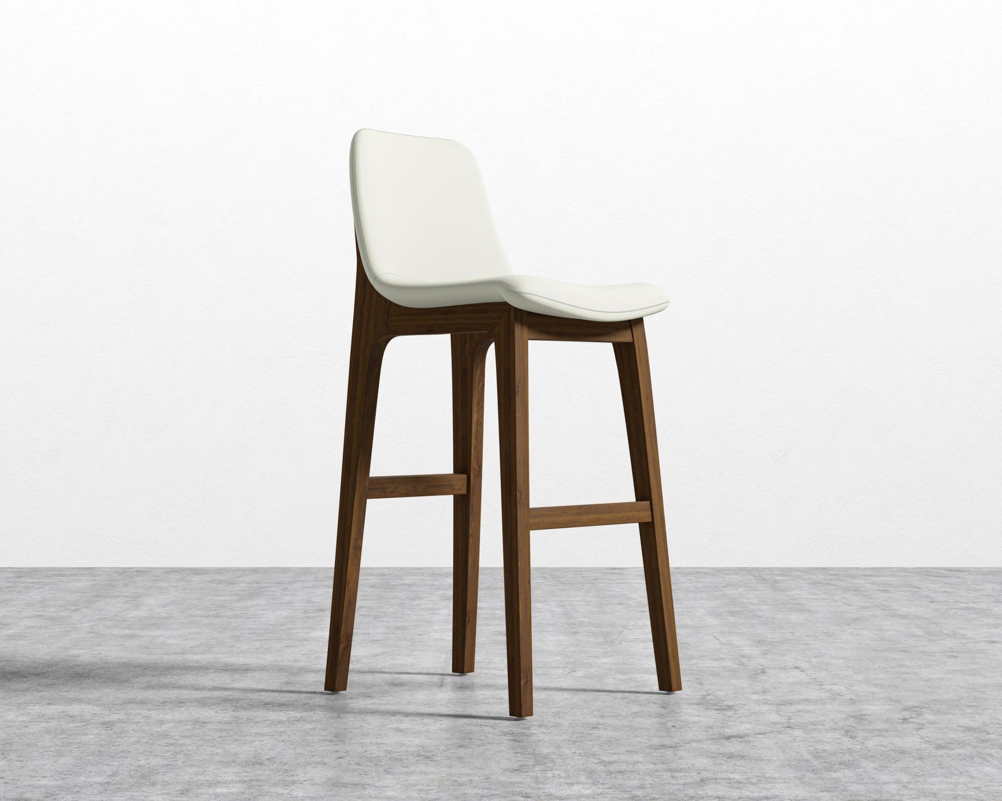 Aubrey Barstool - Walnut Stain, PU Leather - Monaco Cream