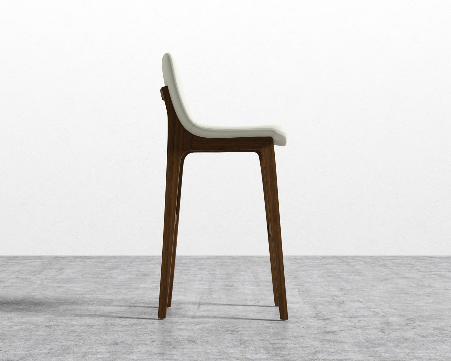 Aubrey Barstool - Walnut Stain, PU Leather - Monaco Cream